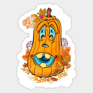 Retro spooky funny halloween and fall pumpkin Sticker